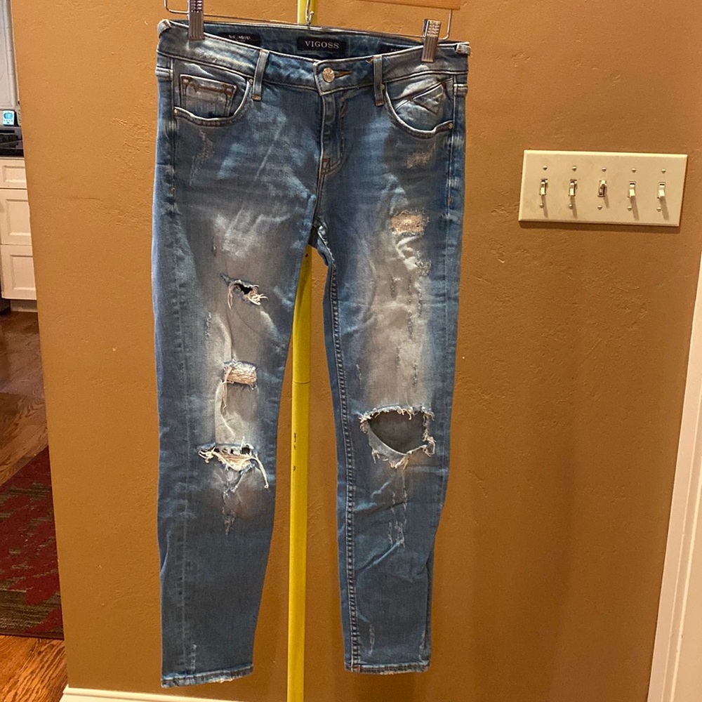 Vigoss Distressed Denim Jeans The Jagger Skinny 26